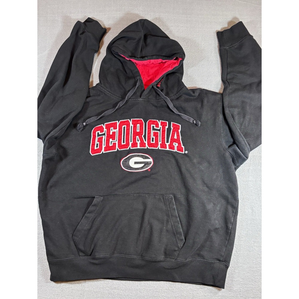 Georgia Bulldogs UGA Hoodie Mens XL Black Red Stadium Athletics NCAA Football